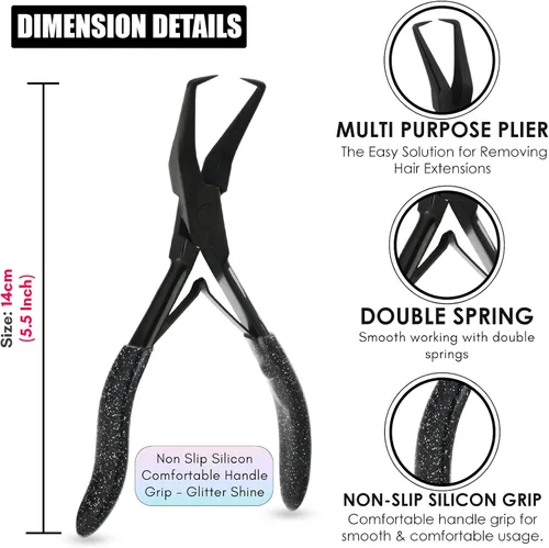Vista 4 de Alicates para Extensiones de Cabello Compactos con Microperlas y Cinta en Removedor de Extensiones de Cabello de 5.5 Pulgadas, Alicates de Acero
