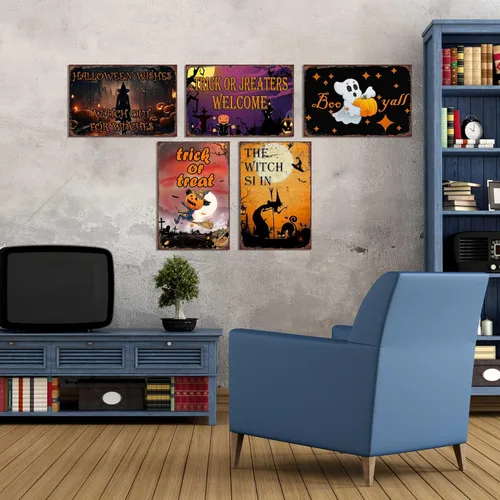 Vista 3 de Letreros de metal retro de metal, 12 x 8 pulgadas, afinación. Letrero de lata vintage con texto en inglés «Turn Loud Rock», divertido arte de pared