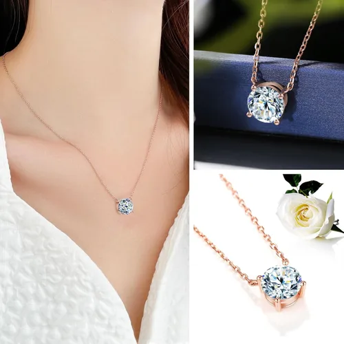 Vista 7 de Collar de diamantes para mujer, joyería con colgante de moissanita para regalos, collar de joyería de diamante de plata, regalos para el día de San