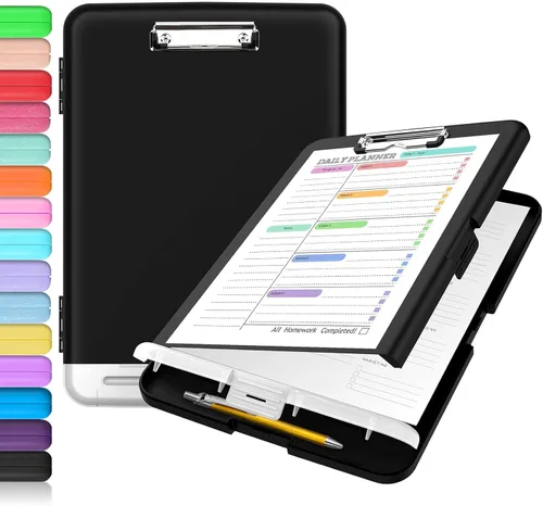 Vista 23 de Sooez - Sujetapapeles de documentos clínicos con almacenamiento, sujetapapeles de plástico resistente, de alta capacidad, con soporte para bolígrafo