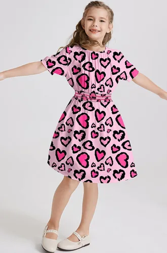 Vista 2 de Vestido floral con cintura fruncida para niñas, ropa de juego para la iglesia, vacaciones, vestido midi suave con bolsillos