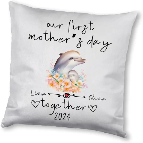 Vista 9 de Delfín del Día de la Madre, funda de almohada personalizada para el hogar, regalo para mamá, abuela, para ella