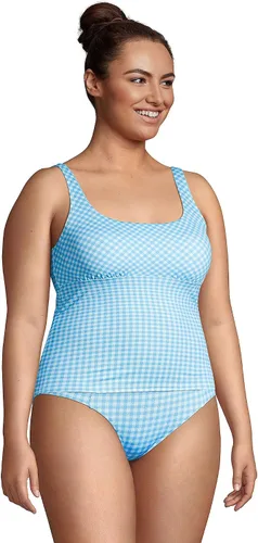 Vista 3 de Lands' End Traje de baño con tirantes ajustables y cuello cuadrado para mujer