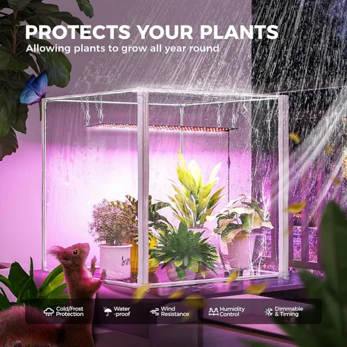 Vista 2 de Barrina Mini invernadero portátil con luces LED de cultivo para plantas de interior, luz de planta de alto rendimiento de 40 W, pequeño invernadero