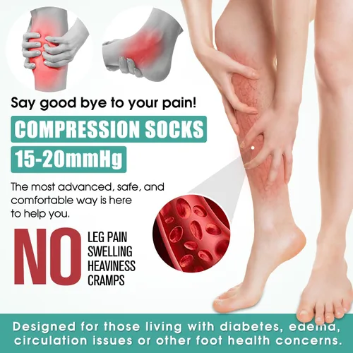 Vista 2 de Paquete de 3 pares de calcetines de compresión médica para mejorar la circulación de mujeres y hombres, para correr, hacer deporte y amamantar