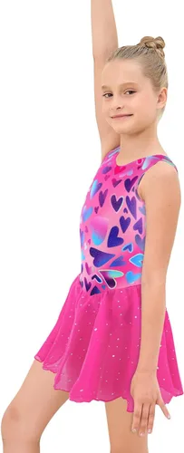 Vista 4 de EQSJIU Ropa de gimnasia para niñas, leotardo de ballet con falda para niñas de 1 a 10 años