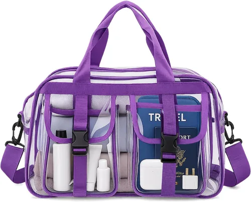 Vista 5 de Bolso bandolera transparente, para mujeres y hombres, bolsa de almuerzo, PVC impermeable para eventos deportivos, conciertos y trabajo