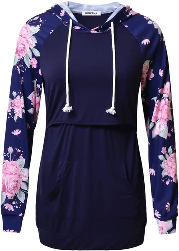 Vista 224 de GINKANA Sudadera con capucha para mujer, manga larga, lactancia materna, ropa casual