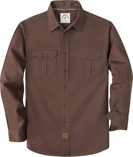 Vista 15 de Dubinik® Camisa de manga larga con botones para hombre, estilo casual, de trabajo, con dos bolsillos, de algodón, ajuste regular, vintage