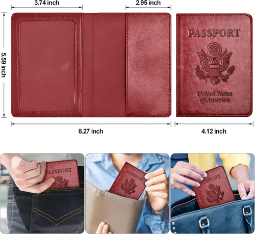 Vista 3 de Combo de tarjetero para pasaporte y vacuna, soporte para pasaporte con ranura para tarjeta de vacuna, cartera para pasaporte, funda para pasaporte