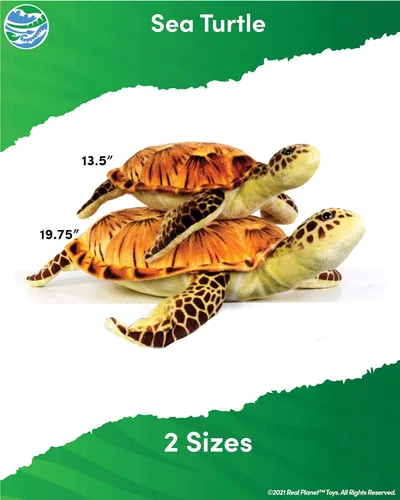 Vista 3 de Real Planet Juguete de peluche de reptil, suave y lindo, regalo para niños de todas las edades, tortuga marina realista, regalos de cumpleaños