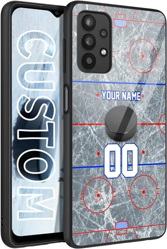 Vista 6 de Personalized Ice Hockey vs Name Number US Flag Decor Rubber Cover Phone Case for Galaxy America Fire