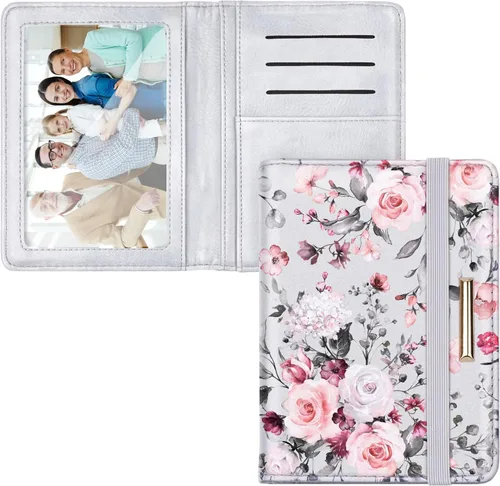 Vista 10 de Funda para pasaporte, cartera de viaje para tarjetas de crédito, bloqueo RFID, carteras para pasaporte para mujeres y hombres con ranura para fotos