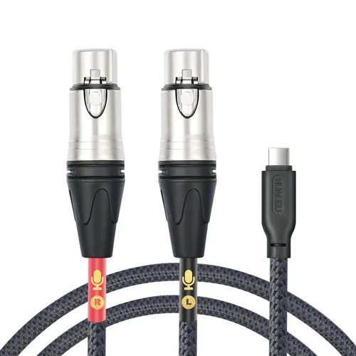 Vista 12 de Cable de micrófono XLR hembra de 3.3 pies a USB C, USB C a XLR para micrófono dinámico iPhone 15, iPad, portátil, tableta