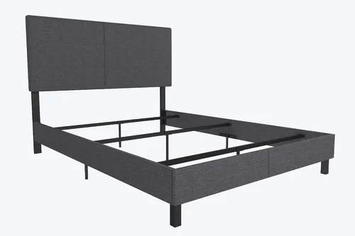 Vista 7 de DHP Janford - Cama tapizada con diseño elegante, Tela, Gris (Grey Linen)
