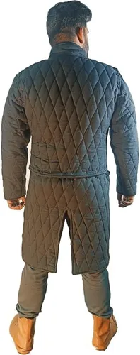 Vista 2 de Medieval grueso acolchado de manga completa Gambeson Abrigo Aketon chaqueta armadura, tela de algodón negro - mediano