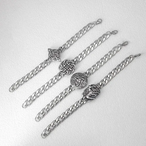 Vista 4 de Pulseras, pulsera de cadena de nudo de bruja vintage de moda, pulsera única de nudo de bruja en acero inoxidable de larga duración para los amantes