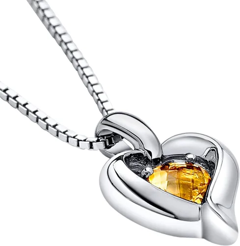Vista 3 de Peora Sterling Silver Heart in Heart Solitaire Pendant Necklace for Women in Various Gemstones, Heart Shape 6mm, with 18 inch Italian Chain
