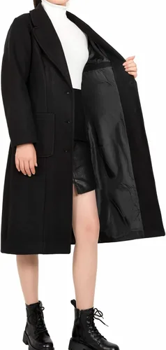 Vista 5 de ThCreasa Chaqueta de invierno de mezcla de lana para mujer, con solapa y solapa, para invierno