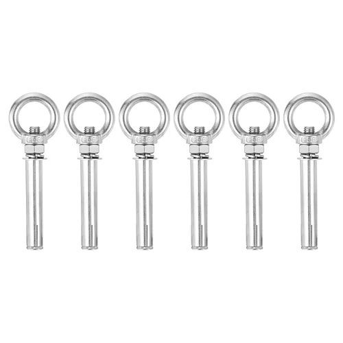 Vista 13 de uxcell Aro de elevación de la expansión, 8pcs M6x50mm 304 tornillo de expansión de acero inoxidable con anillo de ojo para pared de ladrillo