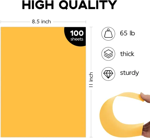 Vista 2 de Goefun 100 Sheets Yellow Cardstock 8.5 x 11 65lb Paper Amarillo