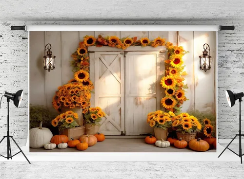 Vista 36 de Kate Fondo de fotografía para el día de Acción de Gracias, otoño, calabaza, decoración del hogar, fondo para niños, fiesta, estudio (7 x 5 pies)