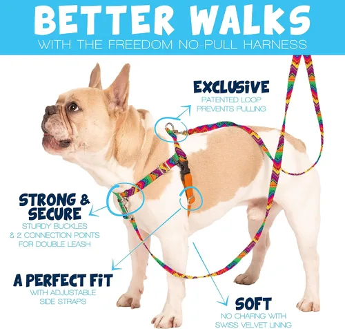 Vista 2 de 2 Hounds Design Freedom - Arnés para perro sin tirones, arnés ajustable, fácil de caminar y control cómodo, se adapta a perros pequeños, medianos