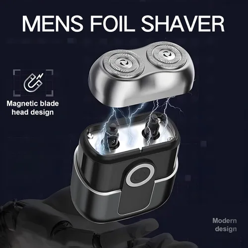 Vista 3 de Mini afeitadoras eléctricas para hombre Razor Face IPX7 Waterproof Wet Dry Cordless Razor with 3 Floating Blades LED Display for Travel Home USB
