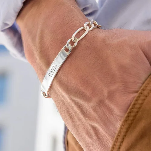 Vista 8 de MyNameNecklace Pulsera de identificación Amigo personalizada con inscripciones personalizadas, regalo de joyería para hombres, él, nombres