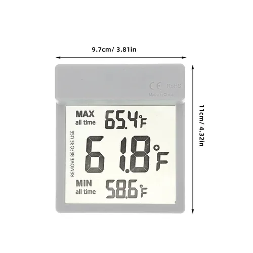 Vista 2 de Outanaya LCD Digital Fish Tank Temperature Gauge with External Wire, Dual Celsius Fahrenheit Modes, Detachable Adhesive Aquarium Thermometer for