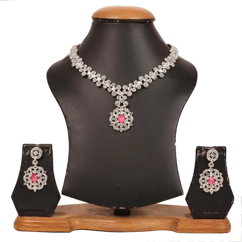 Vista 4 de Sunsoul Por Touchstone - Juego de collar de novia de Bollywood indio con diamantes de imitación brillantes en tono dorado o blanco para mujer.