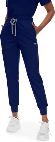 Vista 3 de niaahinn Conjunto de uniforme médico para mujer con cuello en V clásico y pantalones deportivos de yoga, uniforme médico de enfermería