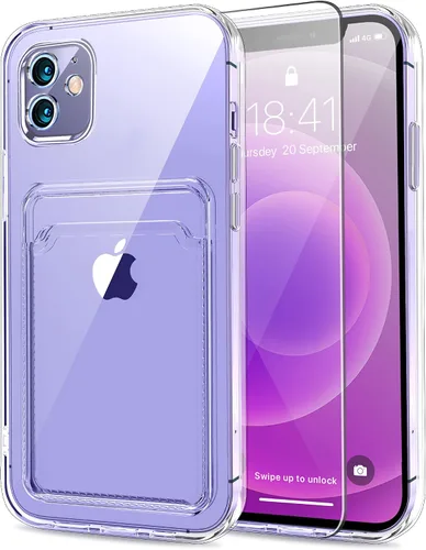 Vista 59 de MZELQ Compatible con iPhone 11 Funda TPU Soporte para Tarjetas Cubierta de Billetera, Protección de Cámara + Protector de Pantalla Funda Suave