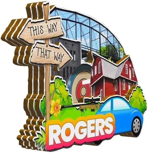 Vista 2 de Rogers Arkansas USA - Imán de madera para nevera, monumentos 3D, recuerdos coleccionables, decoración hecha a mano -1359