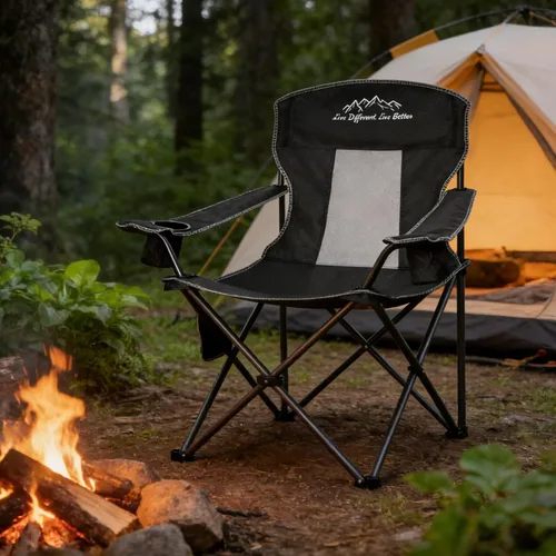 Vista 2 de Sillas de camping plegables y colapsables de alta resistencia, silla plegable de césped con bolsa para lonchera, bolsillo de almacenamiento, bolsa