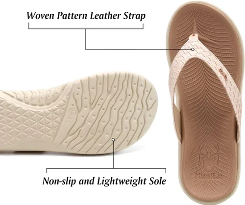 Vista 4 de KuaiLu - Sandalias para mujer, cómodas, buenas para fascitis plantar, buen soporte del arco, estilo pata de gallo, para interior o exterior en verano