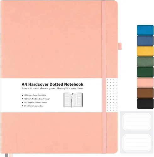 Vista 24 de Cuaderno de papel cuadriculado, cuaderno de tapa dura de 8.5 x 11, cuaderno de cuadrícula para mujeres, hombres, diarios grandes de cuero