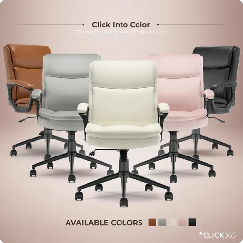 Vista 9 de Transform 2.0 Silla de oficina ergonómica, silla de escritorio con respaldo medio con brazos acolchados, soporte lumbar, altura ajustable, Blanco