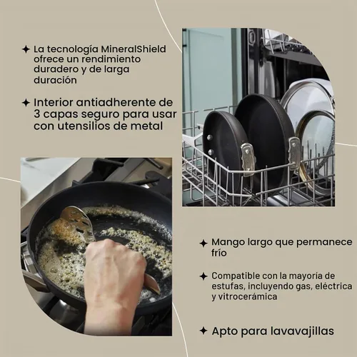 Vista 8 de Calphalon Premier - Sartén wok antiadherente anodizada con fondo plano