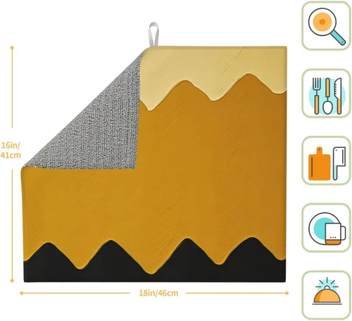 Vista 2 de Tapete de microfibra para secar platos para encimera de cocina, almohadillas absorbentes para secar platos, tapete de drenaje de cocina