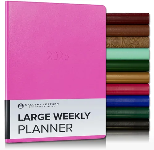 Vista 199 de Gallery Leather Planificador Semanal y Mensual Grande 2025-2026, Calendario Planificador y Cuaderno Elegantemente Encuadernado con Elegantes Bordes