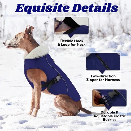 Vista 2 de EMUST Chaqueta de invierno para perro, ropa resistente al viento para el clima frío, abrigos reflectantes para perros, chaqueta cálida