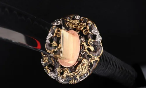 Vista 5 de Katana Wakizashi Tanto de arcilla japonesa forjada a mano, 3 piezas, corte real