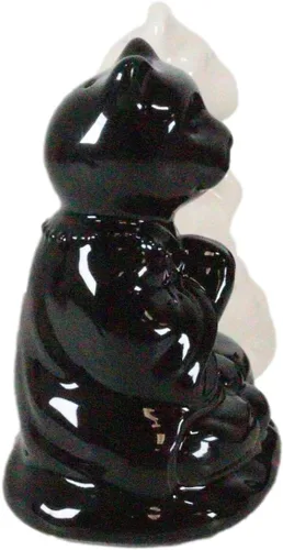 Vista 5 de Ebros Gift Blanco y negro Yin Yang Monasterio de monje zen religioso Buda Gatos Monjes Meditación Cerámica Sal y Pimentero Estatuilla Set Feng Shui