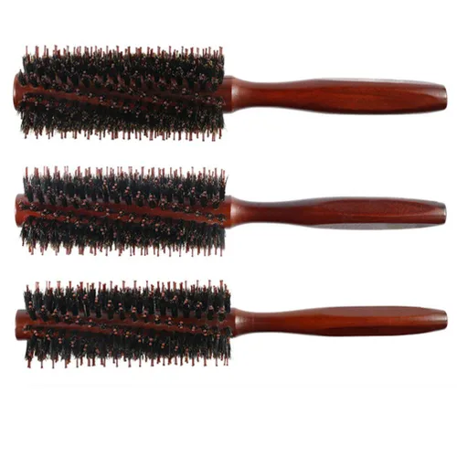 Vista 6 de 2 cepillos redondos para el cabello con cerdas de jabalí, cepillo de pelo rizado para secar, peine desenredante, peine de masaje, herramientas