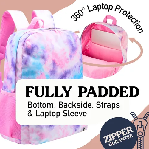 Vista 5 de Fenrici Mochila para niños, niños, mochila para la escuela, bolsas para libros con compartimento acolchado para laptop, 17 pulgadas, Rosado