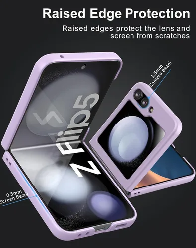 Vista 5 de Cresee Funda para Samsung Galaxy Z Flip 5 (2023) con protector de pantalla de cubierta, funda delgada para teléfono de PC dura para Galaxy Z Flip5