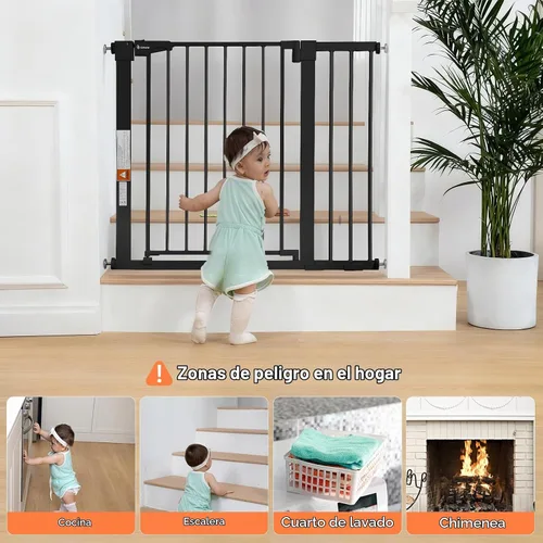 Vista 3 de COMOMY - Puerta de bebé de 76 cm de alto para escaleras y umbrales, se ajusta a aberturas de 75 cm a 103 cm de ancho, puerta para perros de cierre
