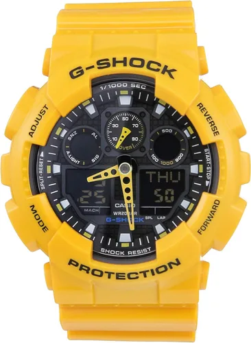 Vista 4 de Casio Reloj G-Shock GA100A-9A para hombre NegroAmarillo Reloj de cuarzo cronógrafo