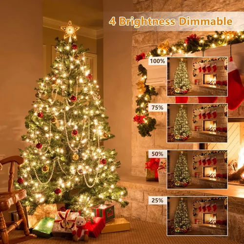 Vista 4 de Voolex Luces de Navidad de 204 pies, 600 LED, 2 colores cambiantes, luces de Navidad multicolor o blanco cálido, regulables, 11 modos